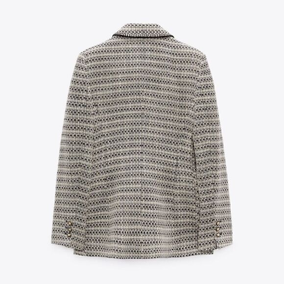 ZARA BLOGGERS FAV TEXTURED SAND AND BLUE BLAZER NWT chanelish style - Picture 6 of 13